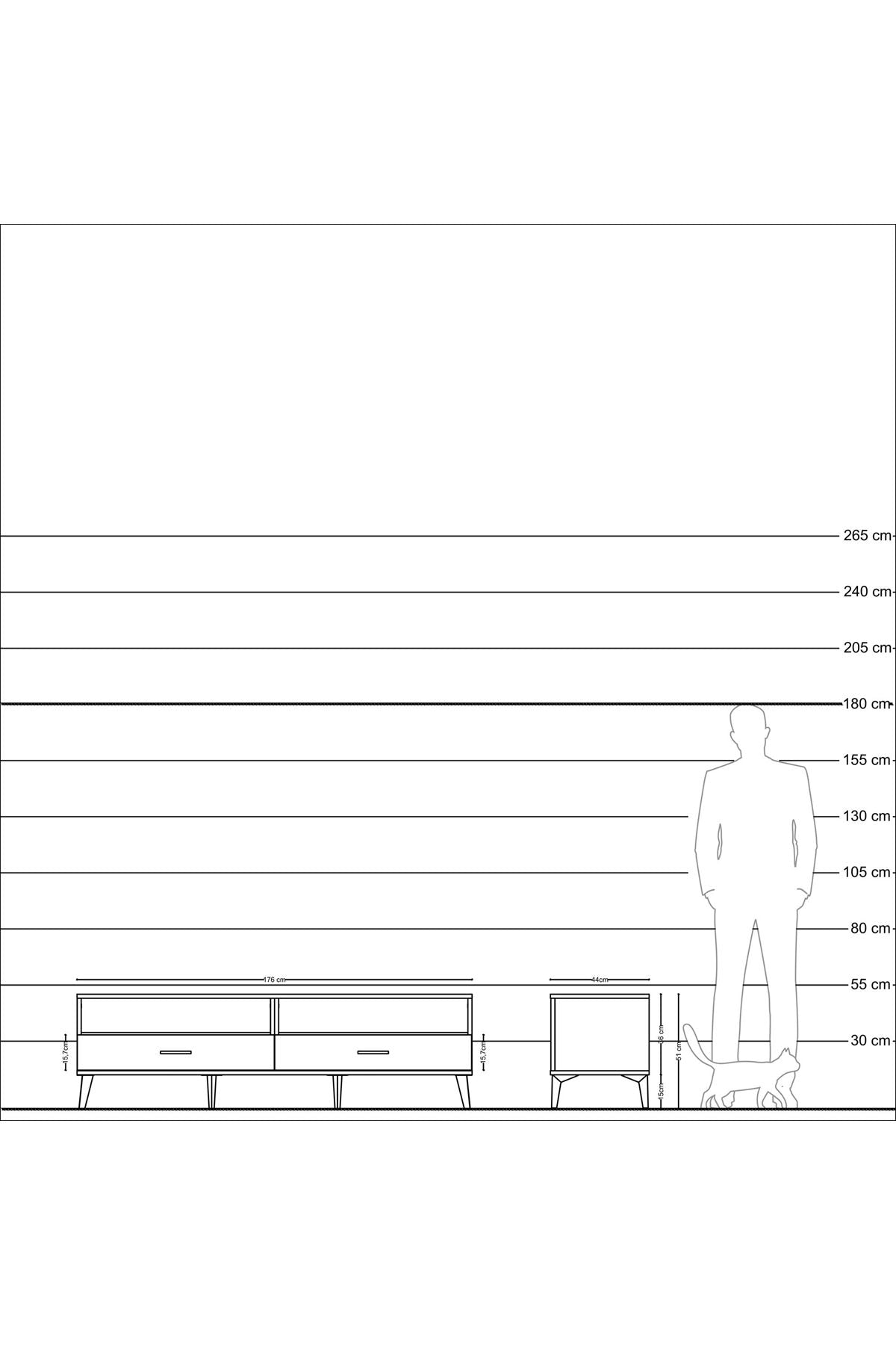 Hyperion TV Ünitesi 2 Raflı 2 Çekmeceli  176x44x51 Aytaşı-Aytaşı/Aytaşı