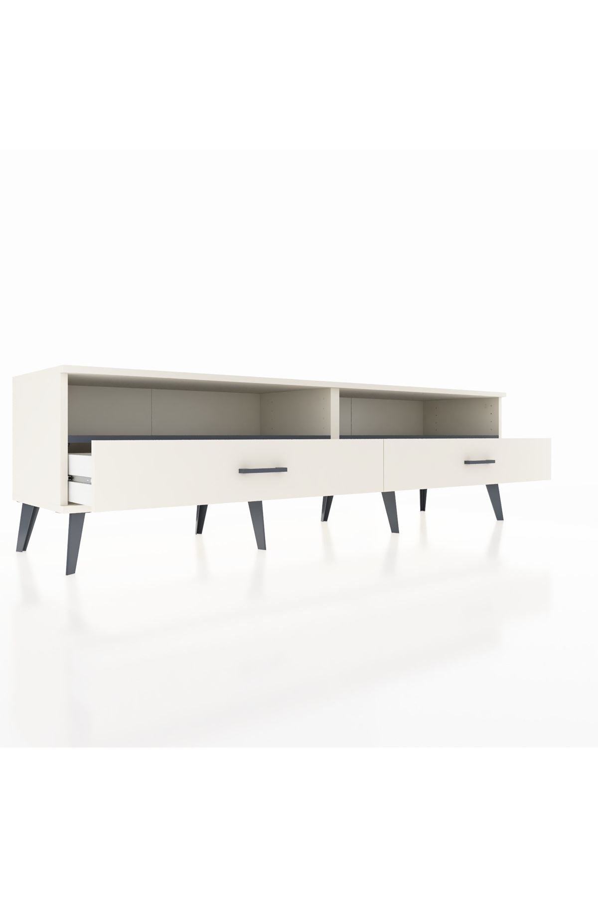 Hyperion TV Ünitesi 2 Raflı 2 Çekmeceli  176x44x51 Aytaşı-Antrasit/Aytaşı