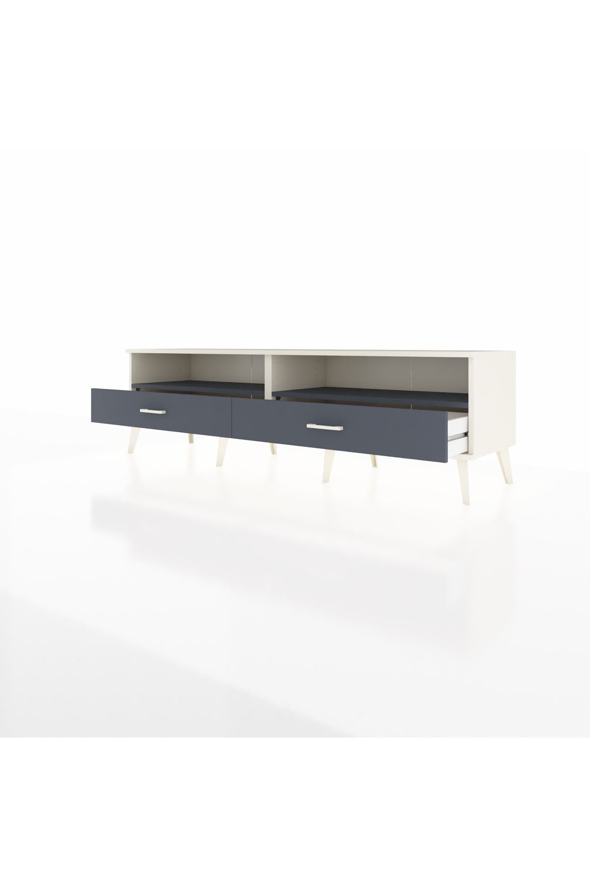 Hyperion TV Ünitesi 2 Raflı 2 Çekmeceli  176x44x51 Aytaşı-Antrasit/Antrasit