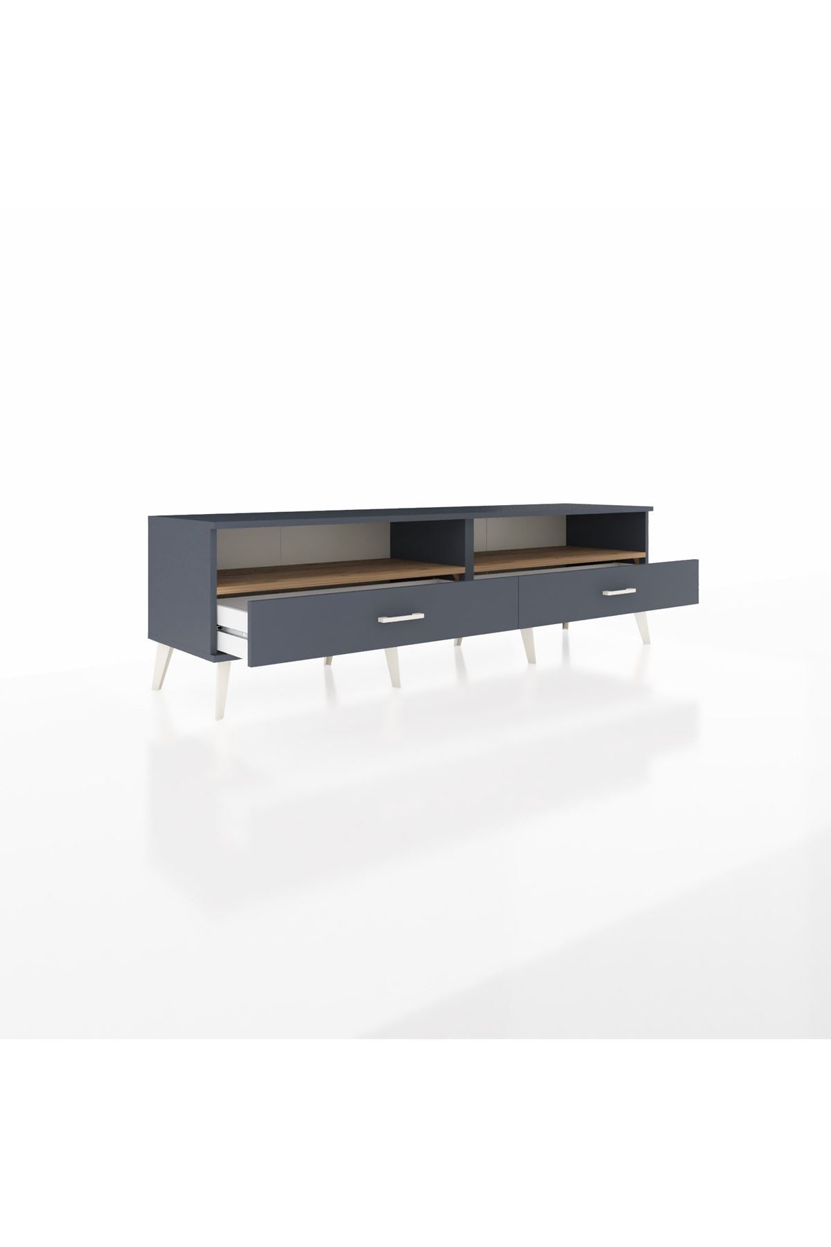 Hyperion TV Ünitesi 2 Raflı 2 Çekmeceli  176x44x51 Antrasit-Çam/Antrasit