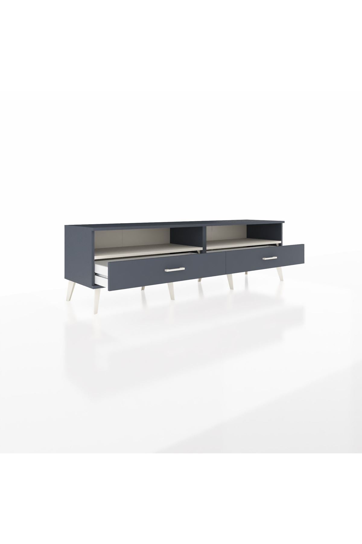 Hyperion TV Ünitesi 2 Raflı 2 Çekmeceli  176x44x51 Antrasit-Aytaşı/Antrasit