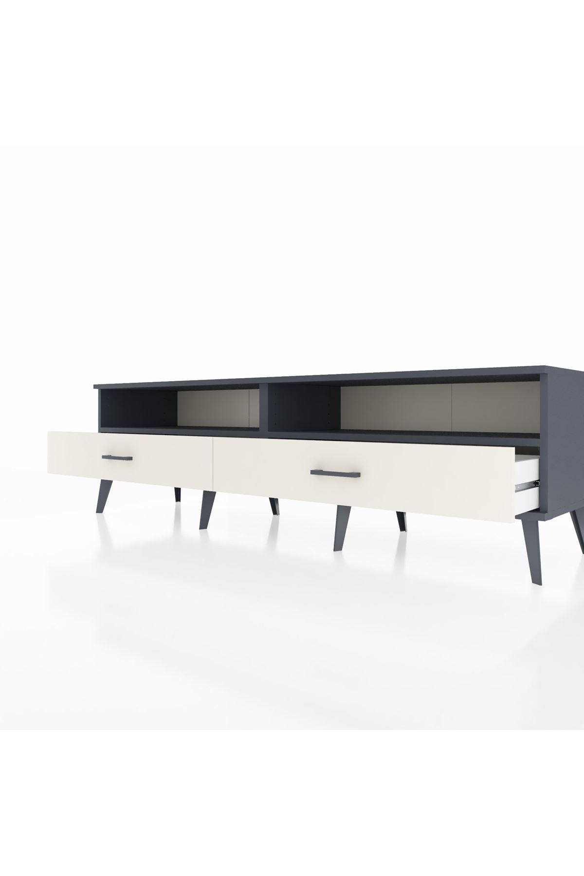 Hyperion TV Ünitesi 2 Raflı 2 Çekmeceli  176x44x51 Antrasit-Antrasit/Aytaşı