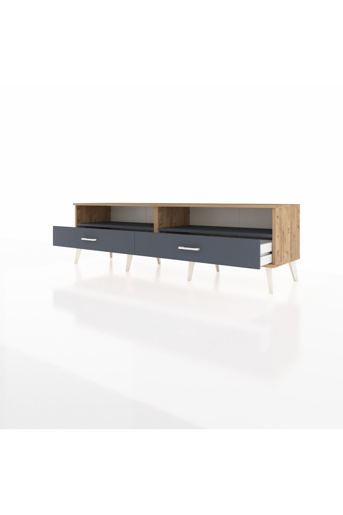 Hyperion TV Ünitesi 2 Raflı 2 Çekmeceli  176x44x51 Çam-Antrasit/Antrasit