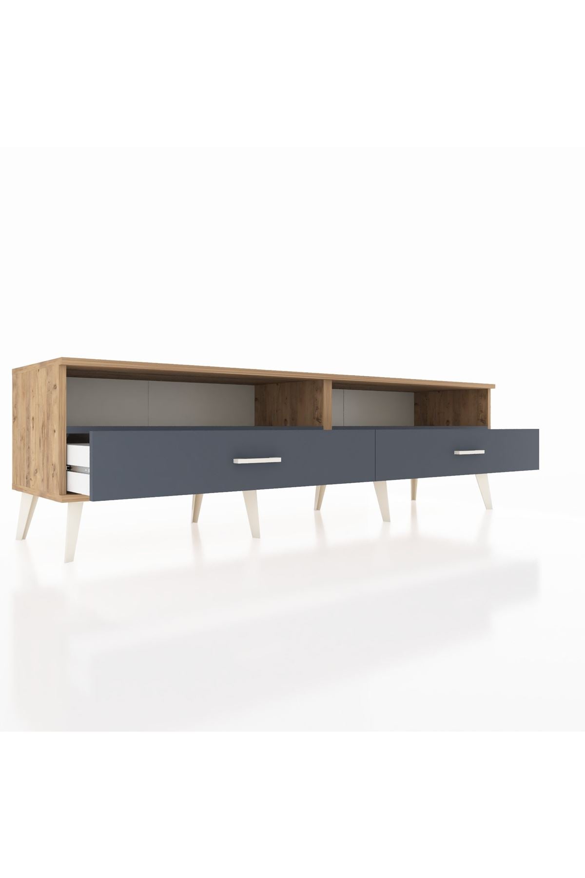 Hyperion TV Ünitesi 2 Raflı 2 Çekmeceli  176x44x51 Çam-Antrasit/Antrasit