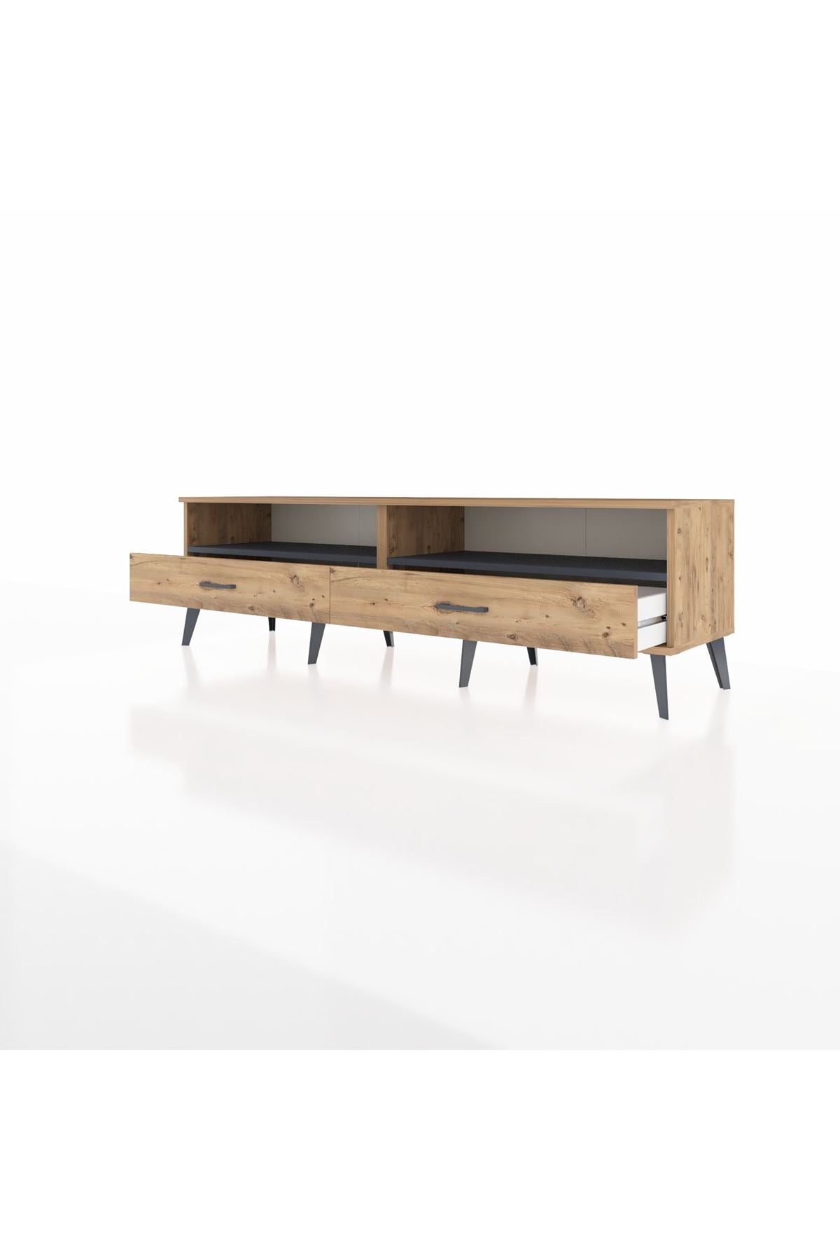 Hyperion TV Ünitesi 2 Raflı 2 Çekmeceli  176x44x51 Çam-Antrasit/Çam