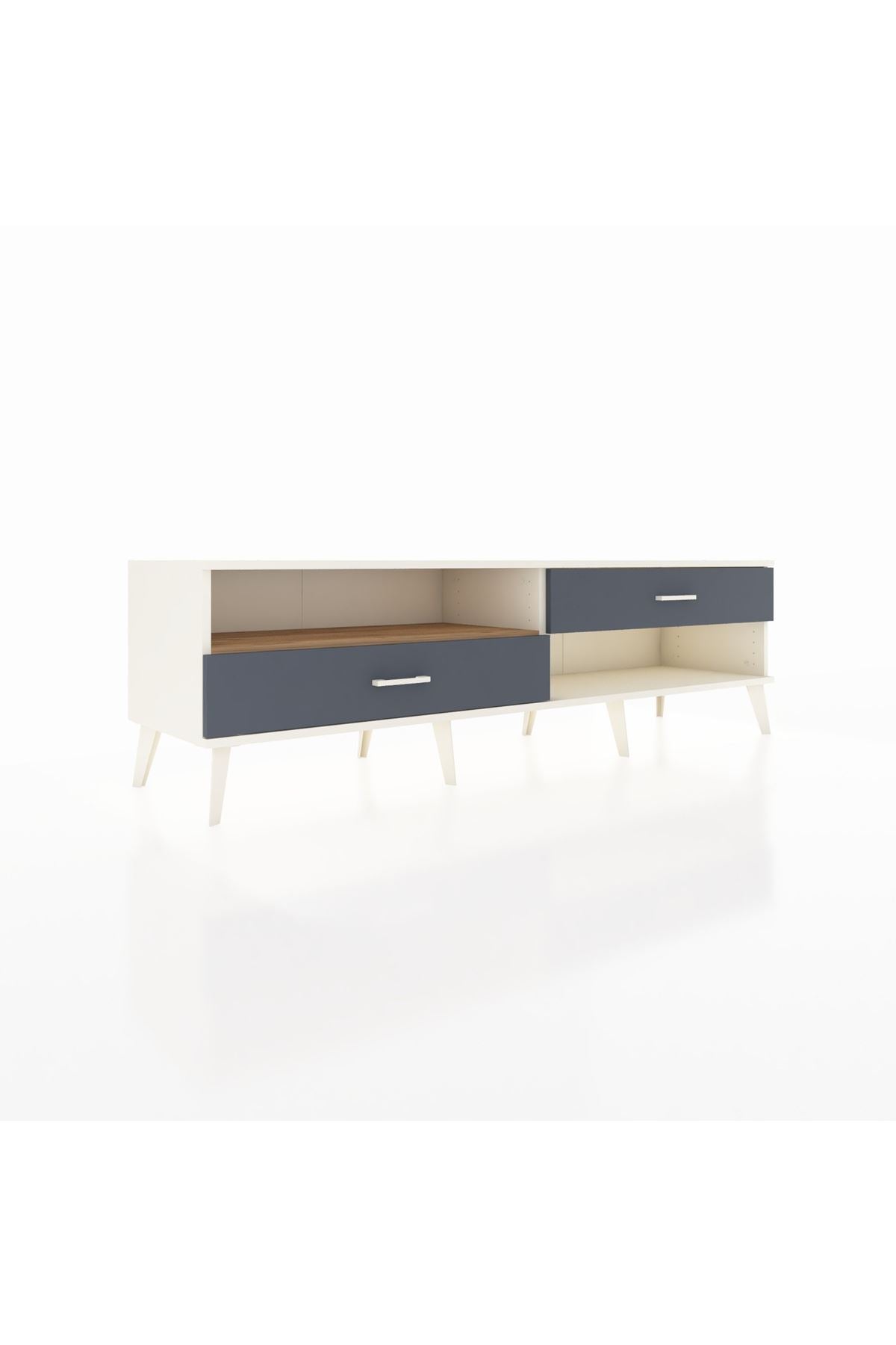 Hyperion TV Ünitesi Tek Raflı 2 Çekmeceli  176x44x51 Aytaşı-Çam/Antrasit