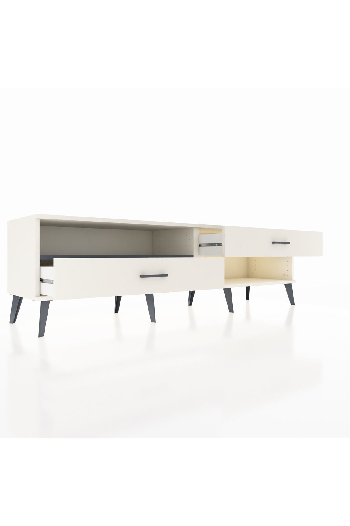 Hyperion TV Ünitesi Tek Raflı 2 Çekmeceli  176x44x51 Aytaşı-Antrasit/Aytaşı