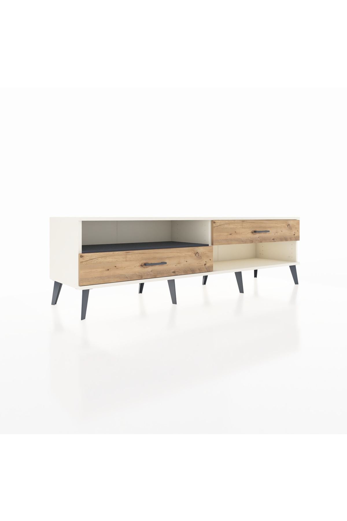 Hyperion TV Ünitesi Tek Raflı 2 Çekmeceli  176x44x51 Aytaşı-Antrasit/Çam