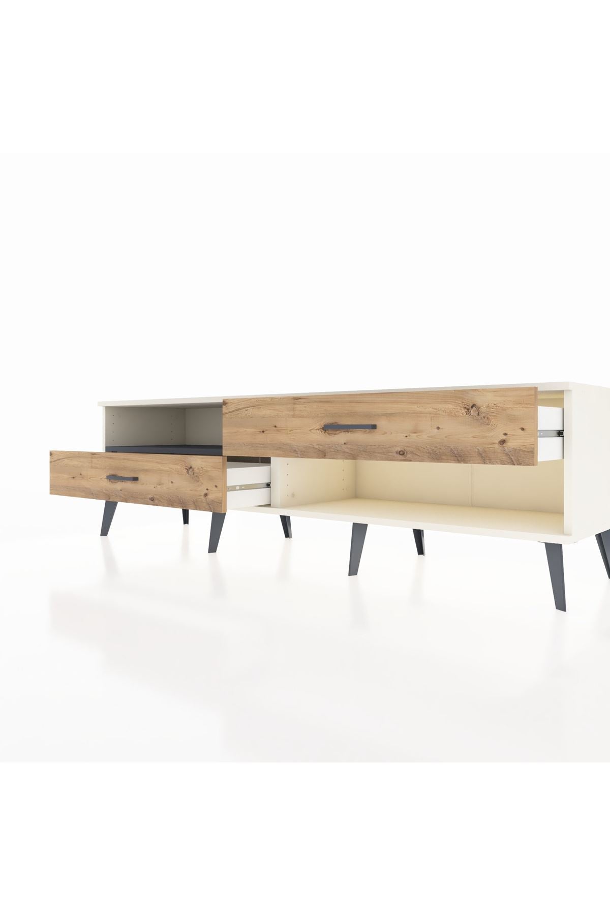 Hyperion TV Ünitesi Tek Raflı 2 Çekmeceli  176x44x51 Aytaşı-Antrasit/Çam