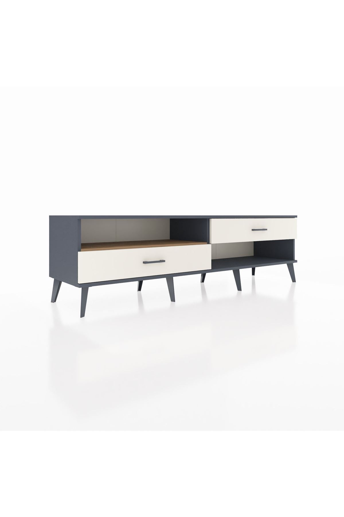 Hyperion TV Ünitesi Tek Raflı 2 Çekmeceli  176x44x51 Antrasit-Çam/Aytaşı