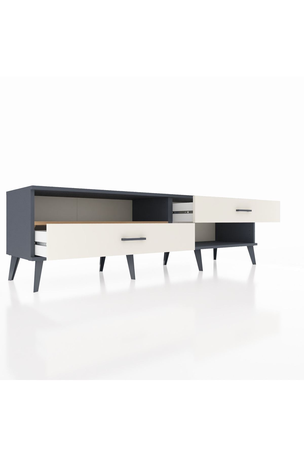 Hyperion TV Ünitesi Tek Raflı 2 Çekmeceli  176x44x51 Antrasit-Çam/Aytaşı