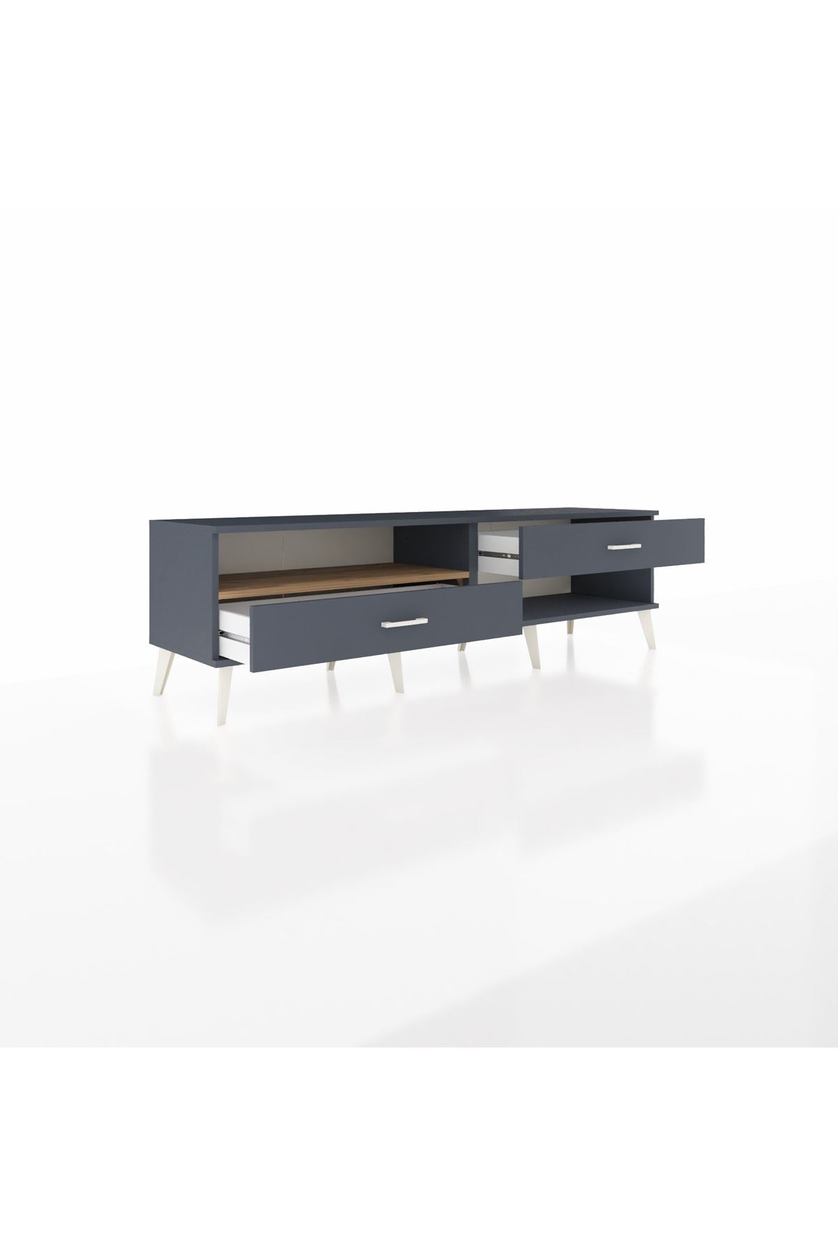 Hyperion TV Ünitesi Tek Raflı 2 Çekmeceli  176x44x51 Antrasit-Çam/Antrasit