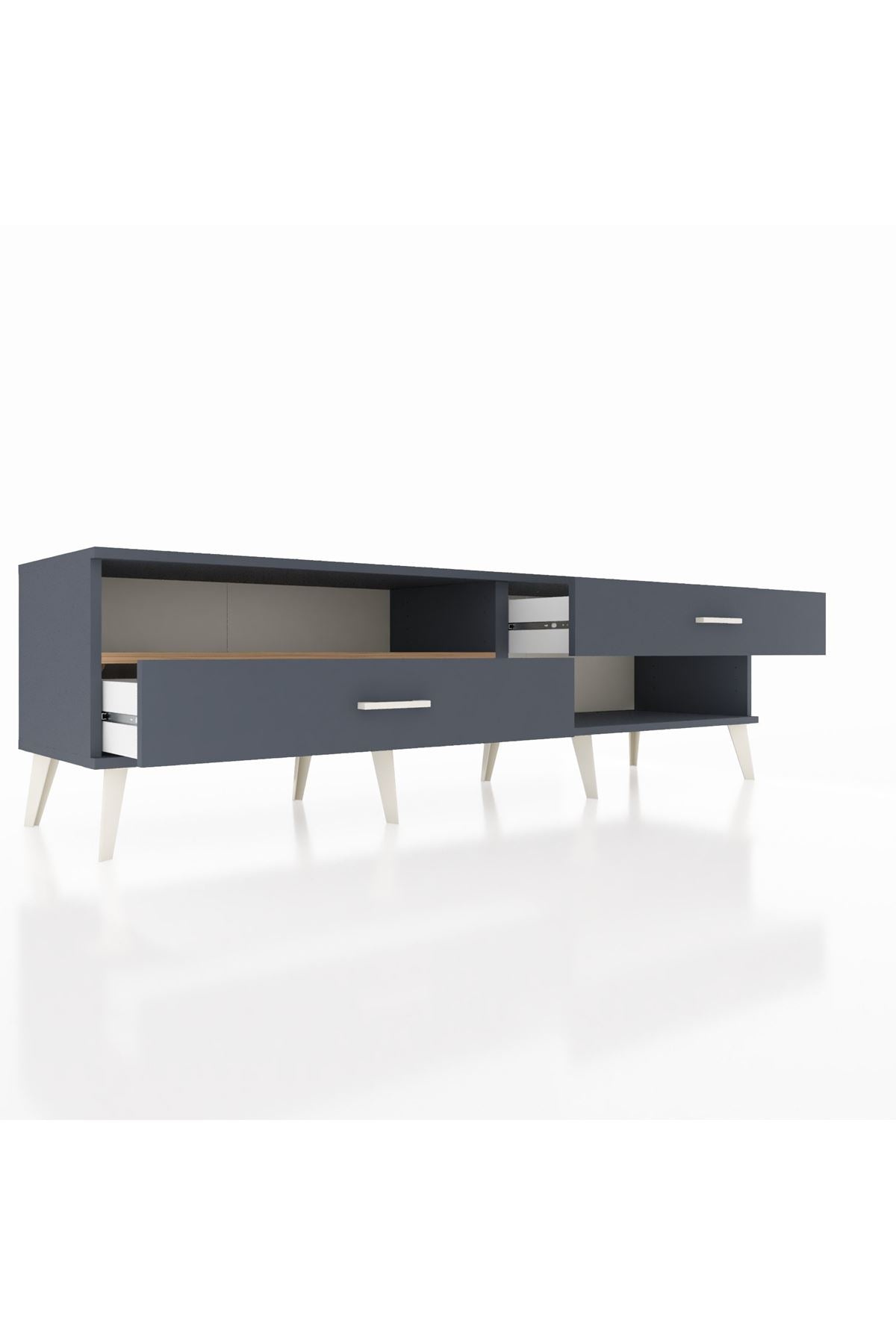 Hyperion TV Ünitesi Tek Raflı 2 Çekmeceli  176x44x51 Antrasit-Çam/Antrasit