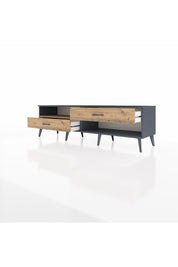 Hyperion TV Ünitesi Tek Raflı 2 Çekmeceli  176x44x51 Antrasit-Çam/Çam