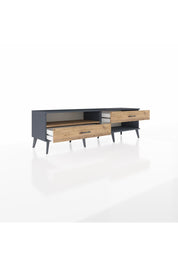 Hyperion TV Ünitesi Tek Raflı 2 Çekmeceli  176x44x51 Antrasit-Çam/Çam