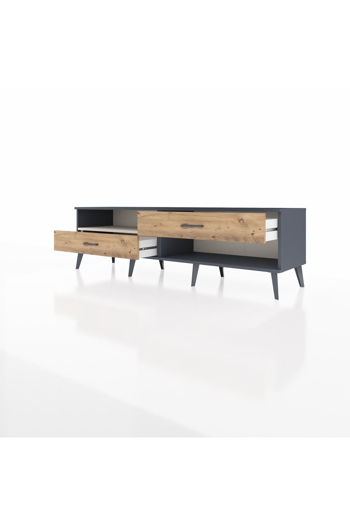 Hyperion TV Ünitesi Tek Raflı 2 Çekmeceli  176x44x51 Antrasit-Aytaşı/Çam