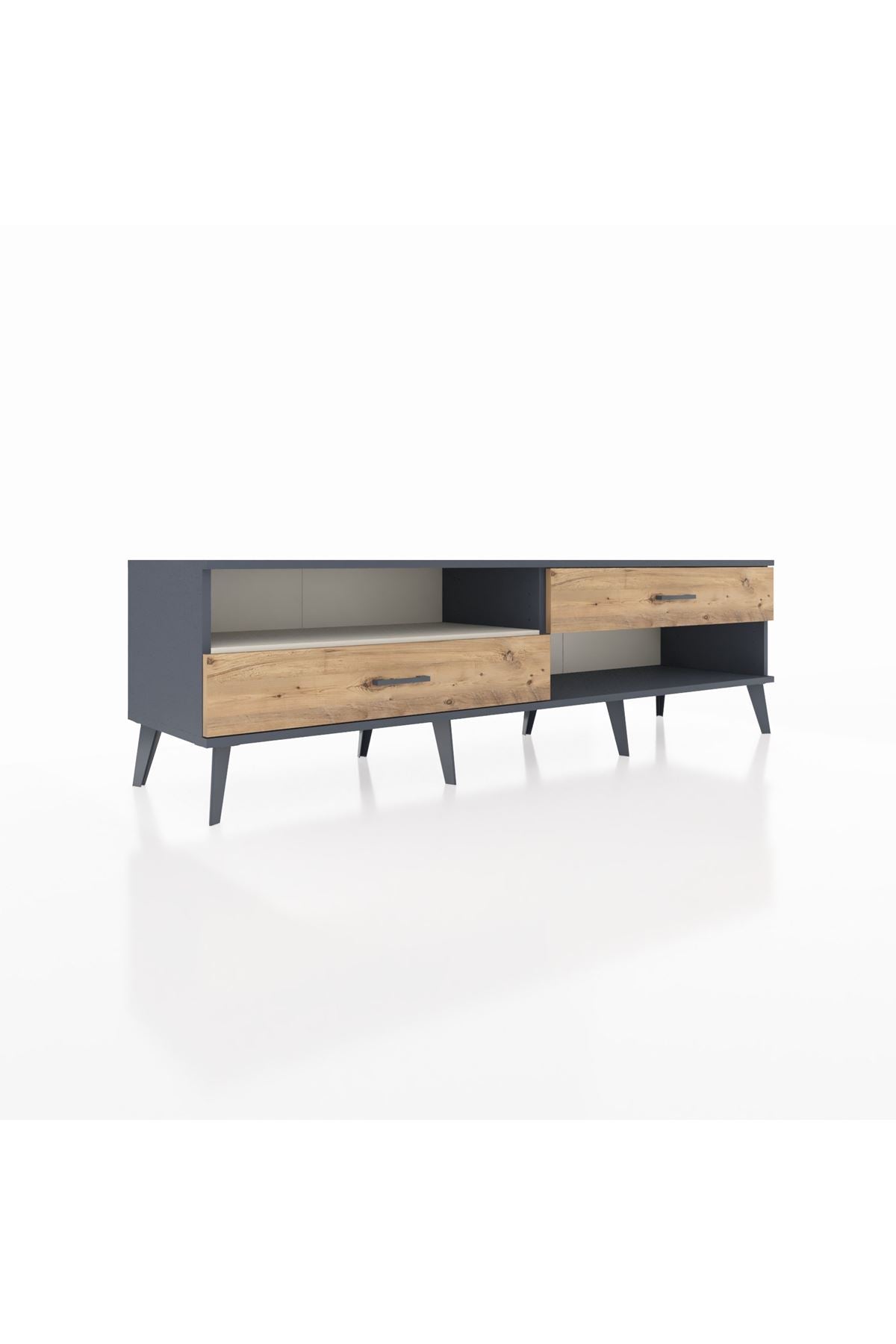 Hyperion TV Ünitesi Tek Raflı 2 Çekmeceli  176x44x51 Antrasit-Aytaşı/Çam