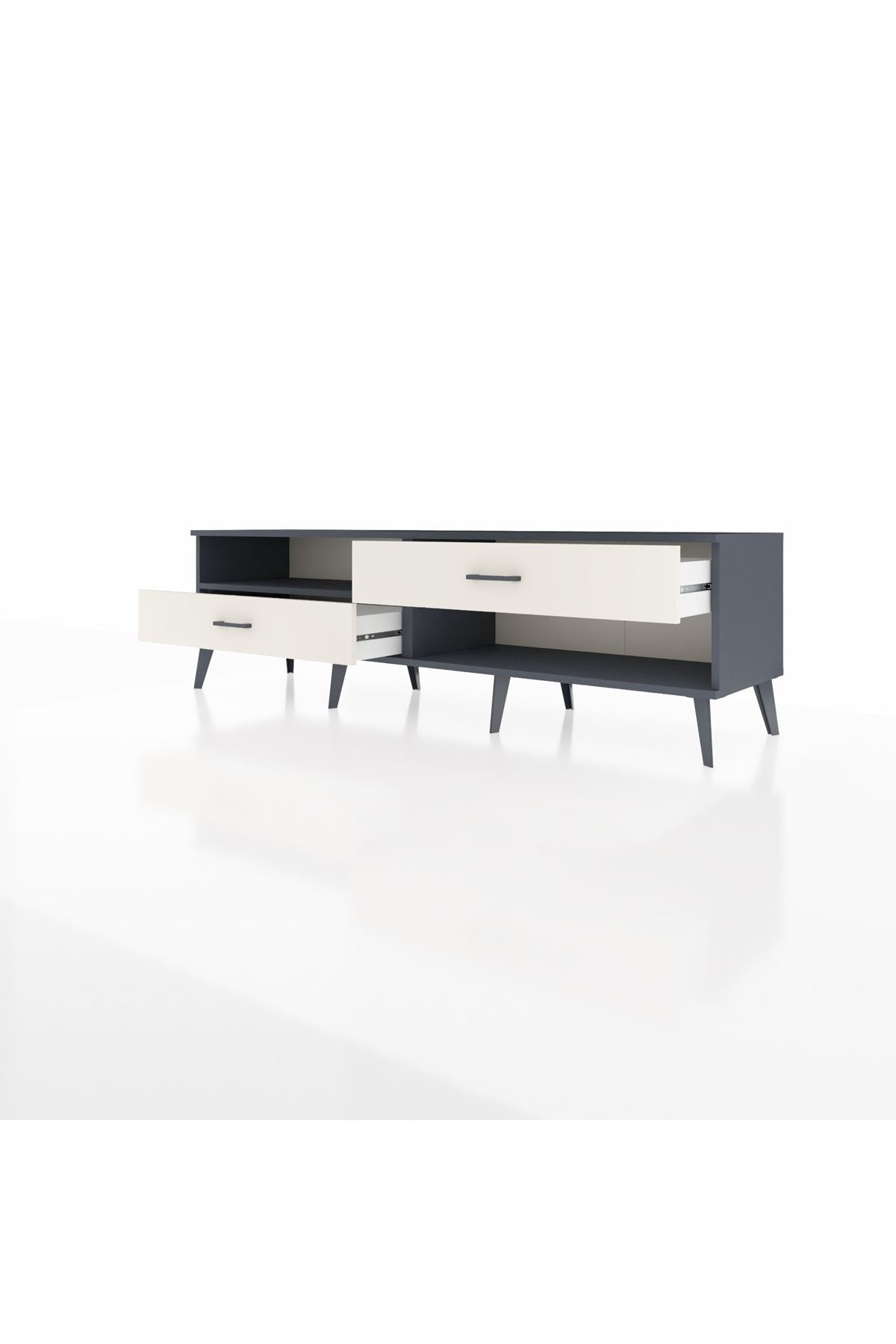 Hyperion TV Ünitesi Tek Raflı 2 Çekmeceli  176x44x51 Antrasit-Antrasit/Aytaşı