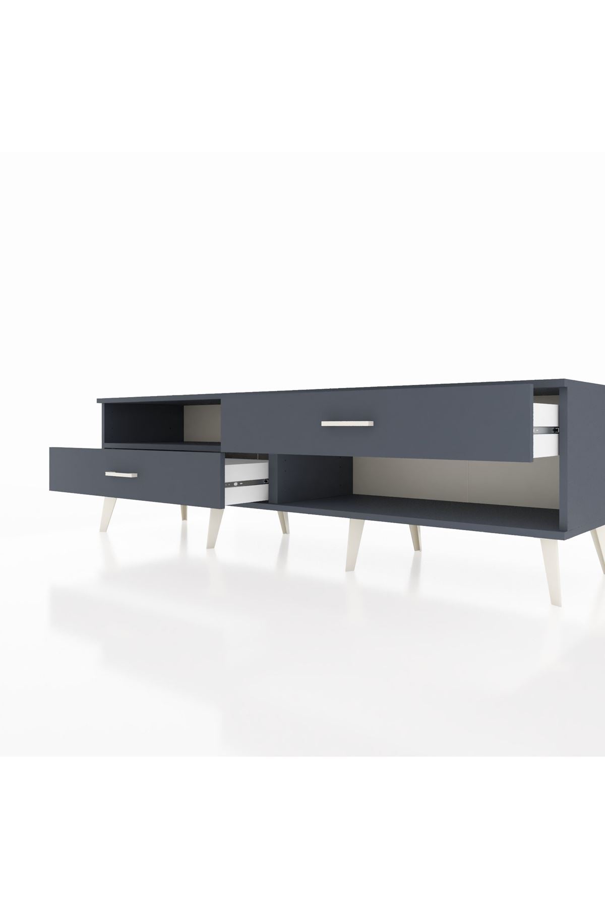 Hyperion TV Ünitesi Tek Raflı 2 Çekmeceli  176x44x51 Antrasit-Antrasit/Antrasit