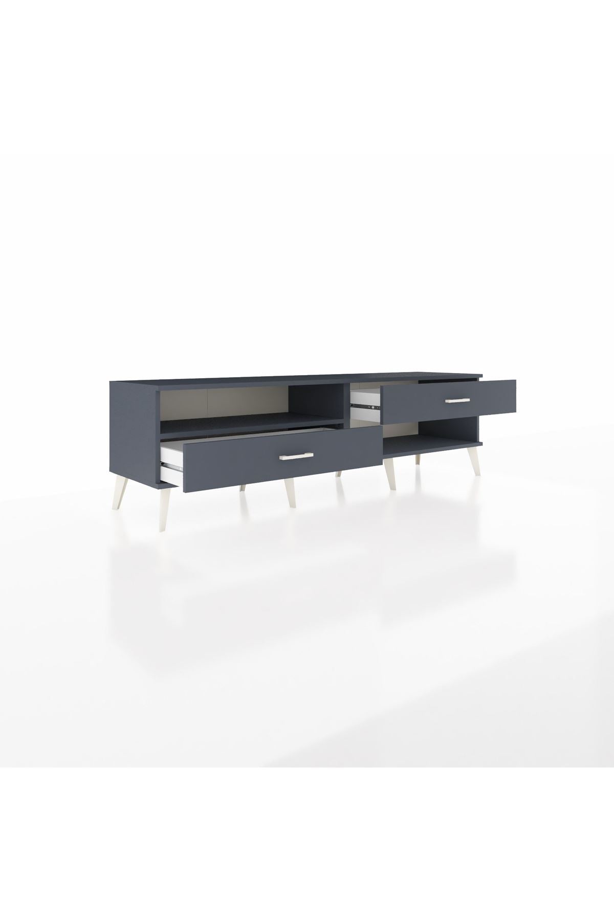 Hyperion TV Ünitesi Tek Raflı 2 Çekmeceli  176x44x51 Antrasit-Antrasit/Antrasit