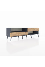Hyperion TV Ünitesi Tek Raflı 2 Çekmeceli  176x44x51 Antrasit-Antrasit/Çam