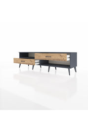 Hyperion TV Ünitesi Tek Raflı 2 Çekmeceli  176x44x51 Antrasit-Antrasit/Çam