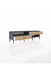 Hyperion TV Ünitesi Tek Raflı 2 Çekmeceli  176x44x51 Antrasit-Antrasit/Çam
