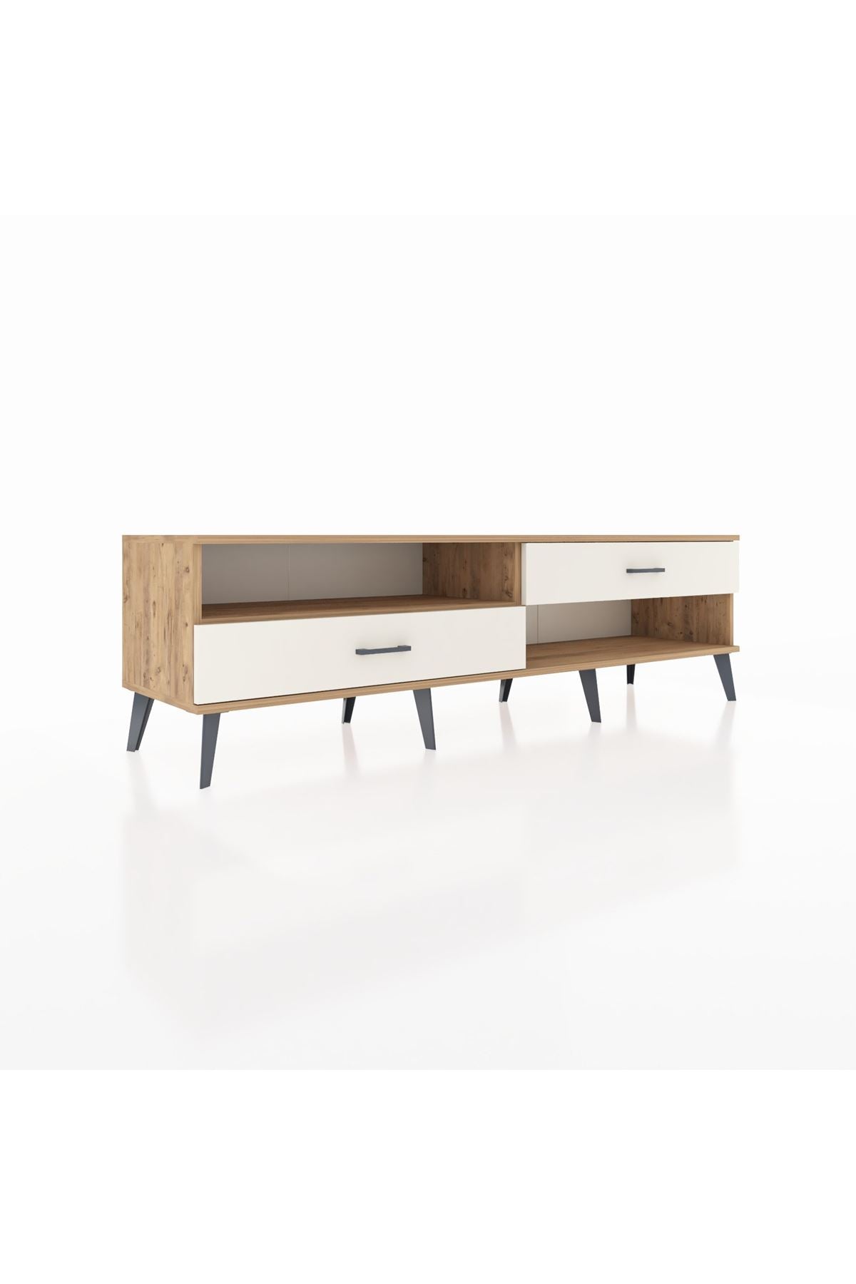 Hyperion TV Ünitesi Tek Raflı 2 Çekmeceli  176x44x51 Çam-Çam/Aytaşı