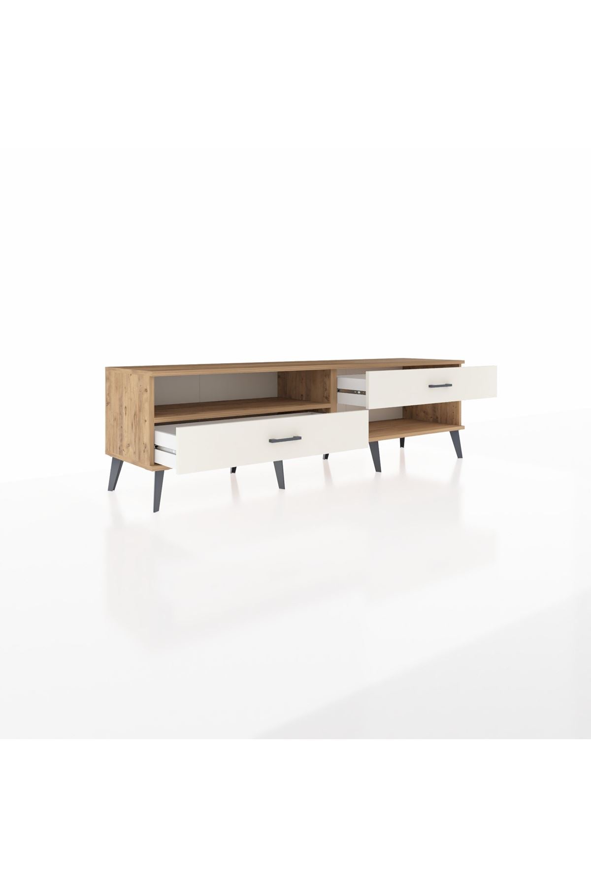 Hyperion TV Ünitesi Tek Raflı 2 Çekmeceli  176x44x51 Çam-Çam/Aytaşı