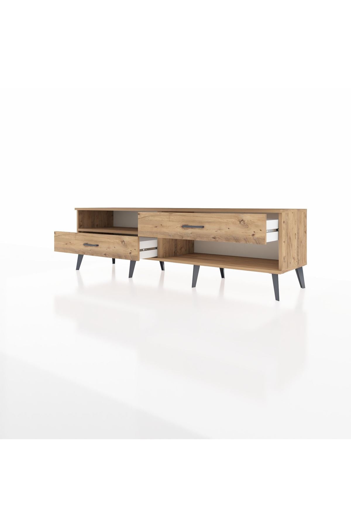 Hyperion TV Ünitesi Tek Raflı 2 Çekmeceli  176x44x51 Çam-Çam/Çam