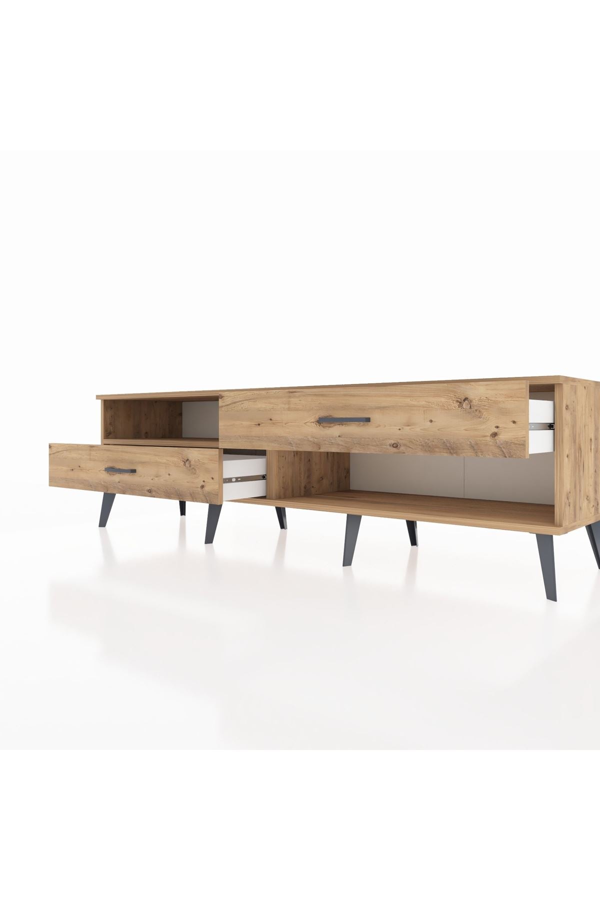 Hyperion TV Ünitesi Tek Raflı 2 Çekmeceli  176x44x51 Çam-Çam/Çam