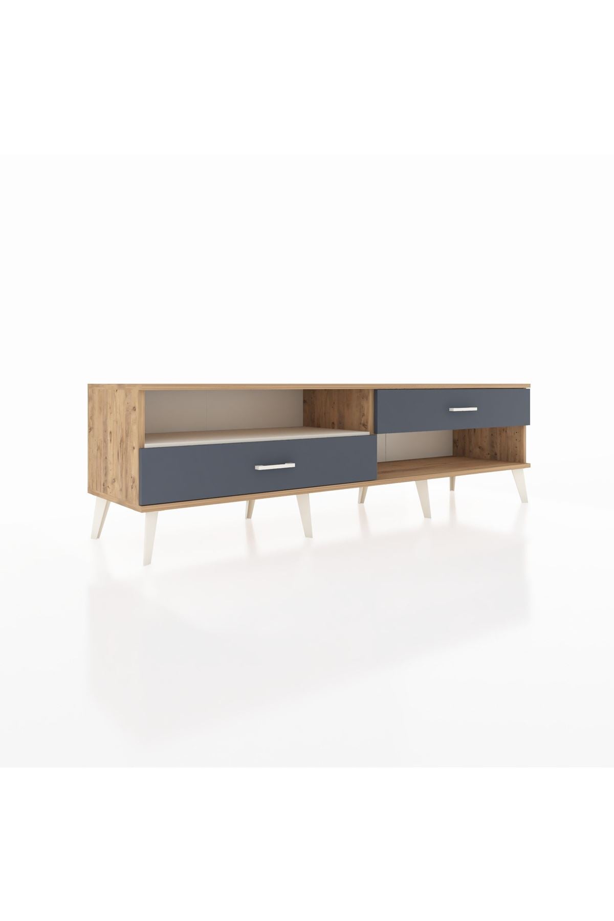 Hyperion TV Ünitesi Tek Raflı 2 Çekmeceli  176x44x51 Çam-Aytaşı/Antrasit