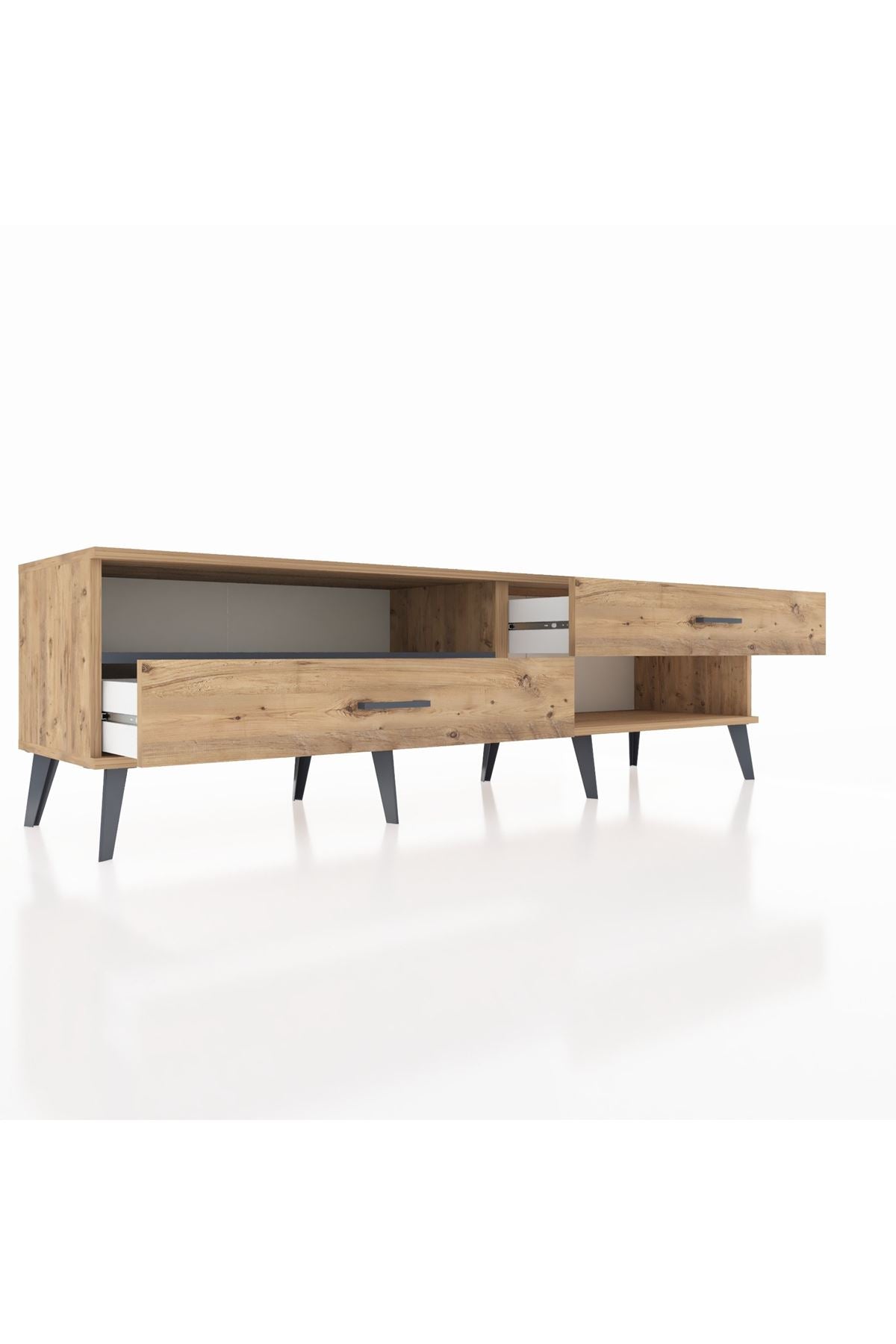 Hyperion TV Ünitesi Tek Raflı 2 Çekmeceli  176x44x51 Çam-Antrasit/Çam