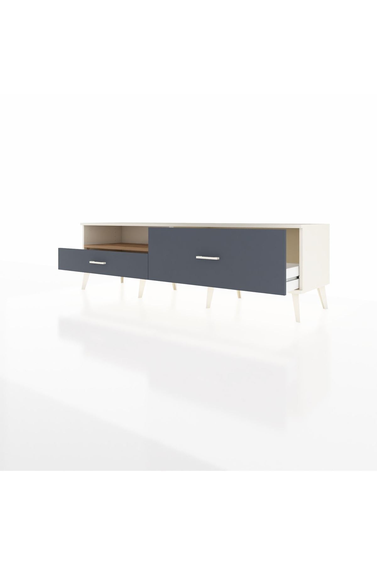 Hyperion TV Ünitesi Tek Raflı 2 Çekmeceli  176x44x51 Aytaşı-Çam/Antrasit