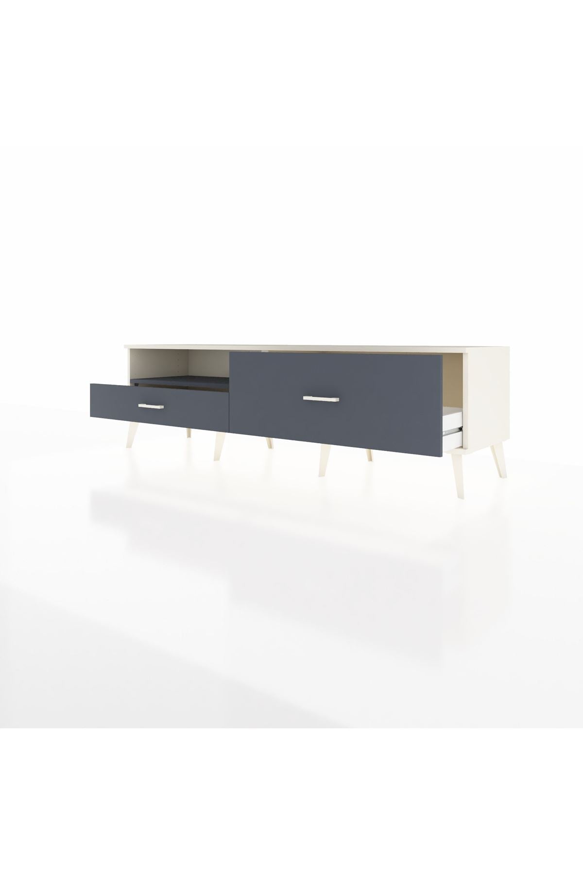 Hyperion TV Ünitesi Tek Raflı 2 Çekmeceli  176x44x51 Aytaşı-Antrasit/Antrasit