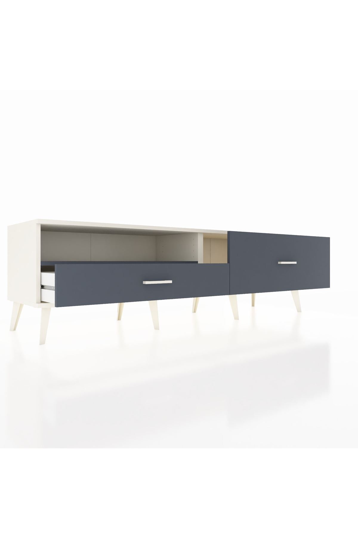 Hyperion TV Ünitesi Tek Raflı 2 Çekmeceli  176x44x51 Aytaşı-Antrasit/Antrasit