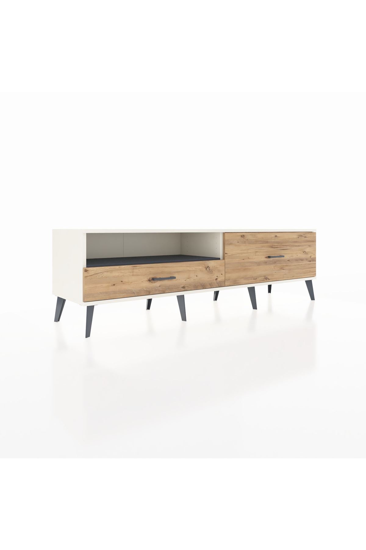 Hyperion TV Ünitesi Tek Raflı 2 Çekmeceli  176x44x51 Aytaşı-Antrasit/Çam