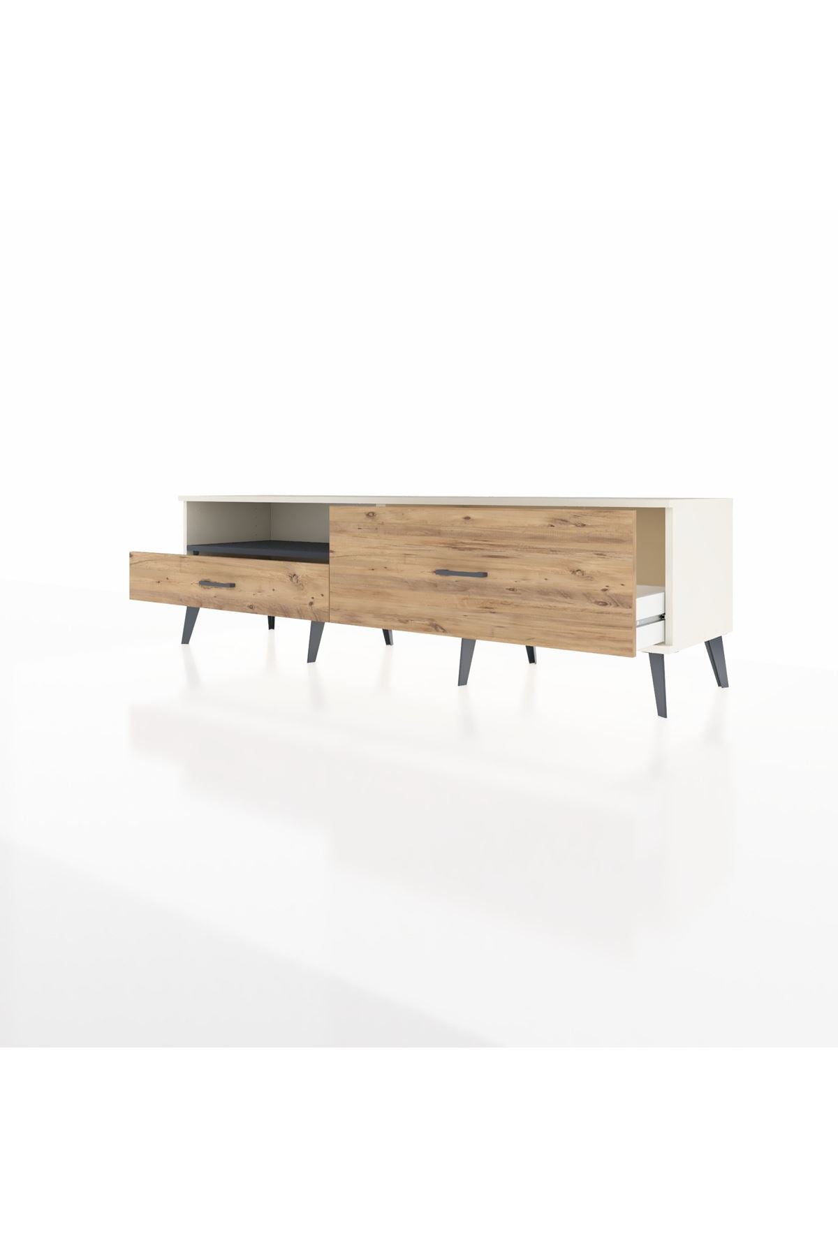 Hyperion TV Ünitesi Tek Raflı 2 Çekmeceli  176x44x51 Aytaşı-Antrasit/Çam