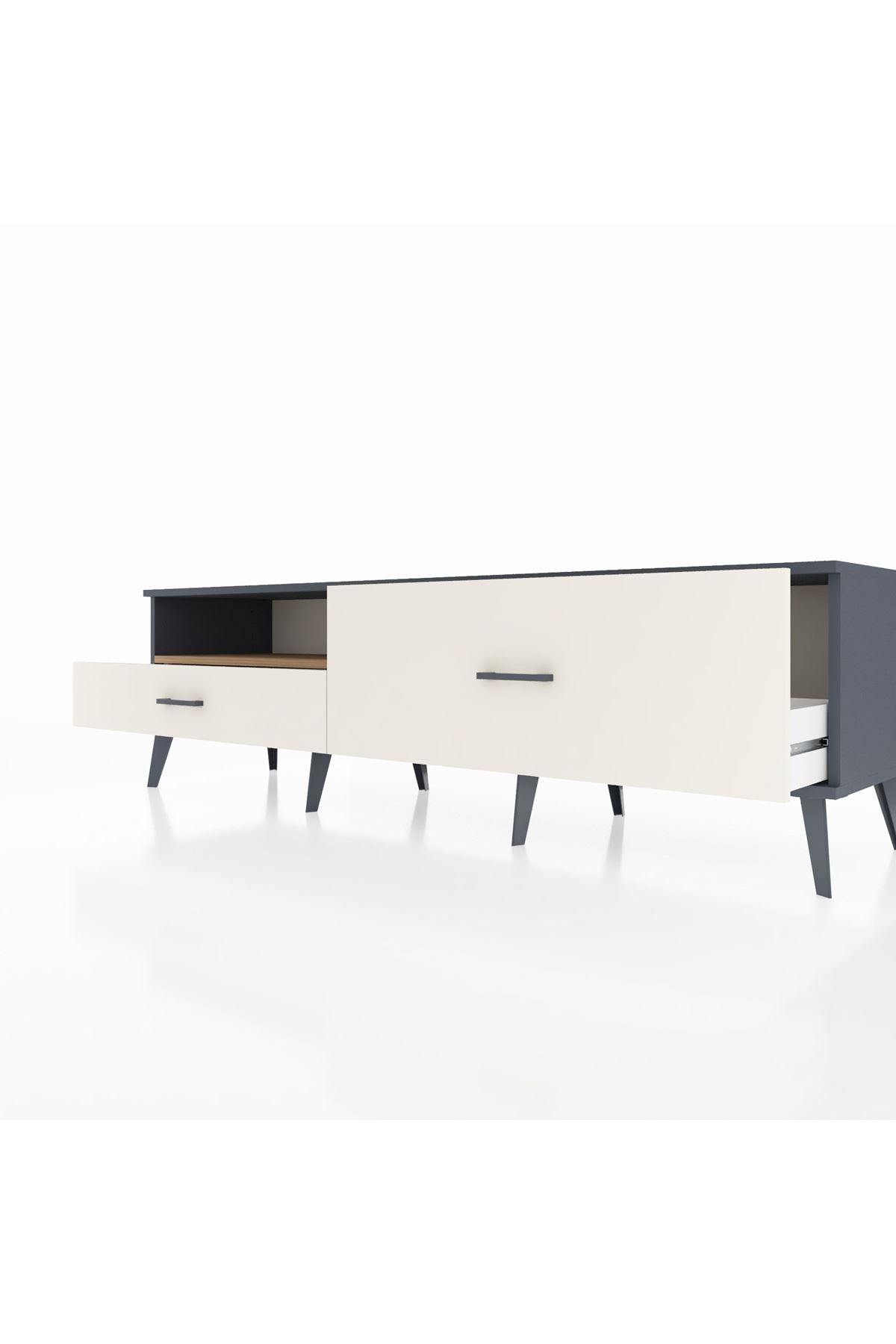 Hyperion TV Ünitesi Tek Raflı 2 Çekmeceli  176x44x51 Antrasit-Çam/Aytaşı