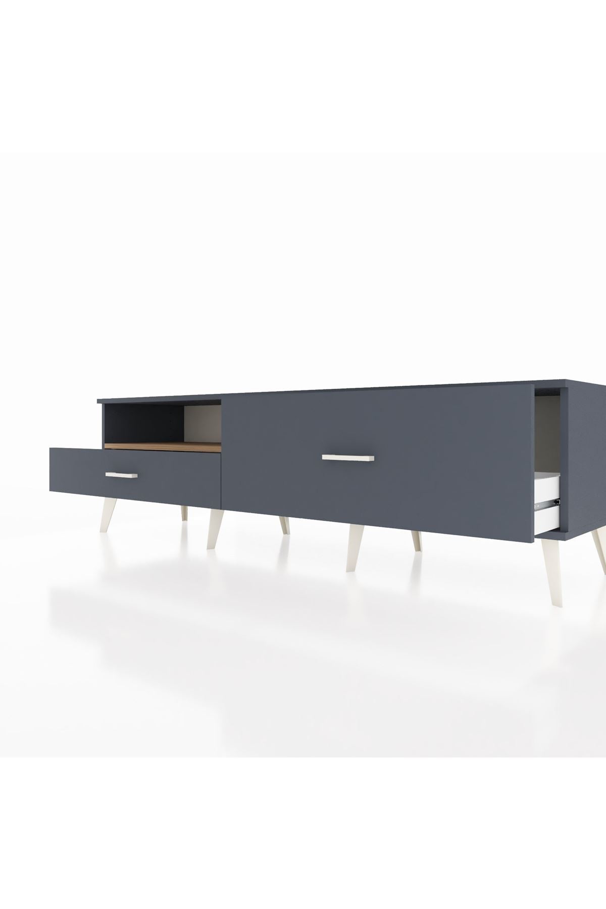 Hyperion TV Ünitesi Tek Raflı 2 Çekmeceli  176x44x51 Antrasit-Çam/Antrasit