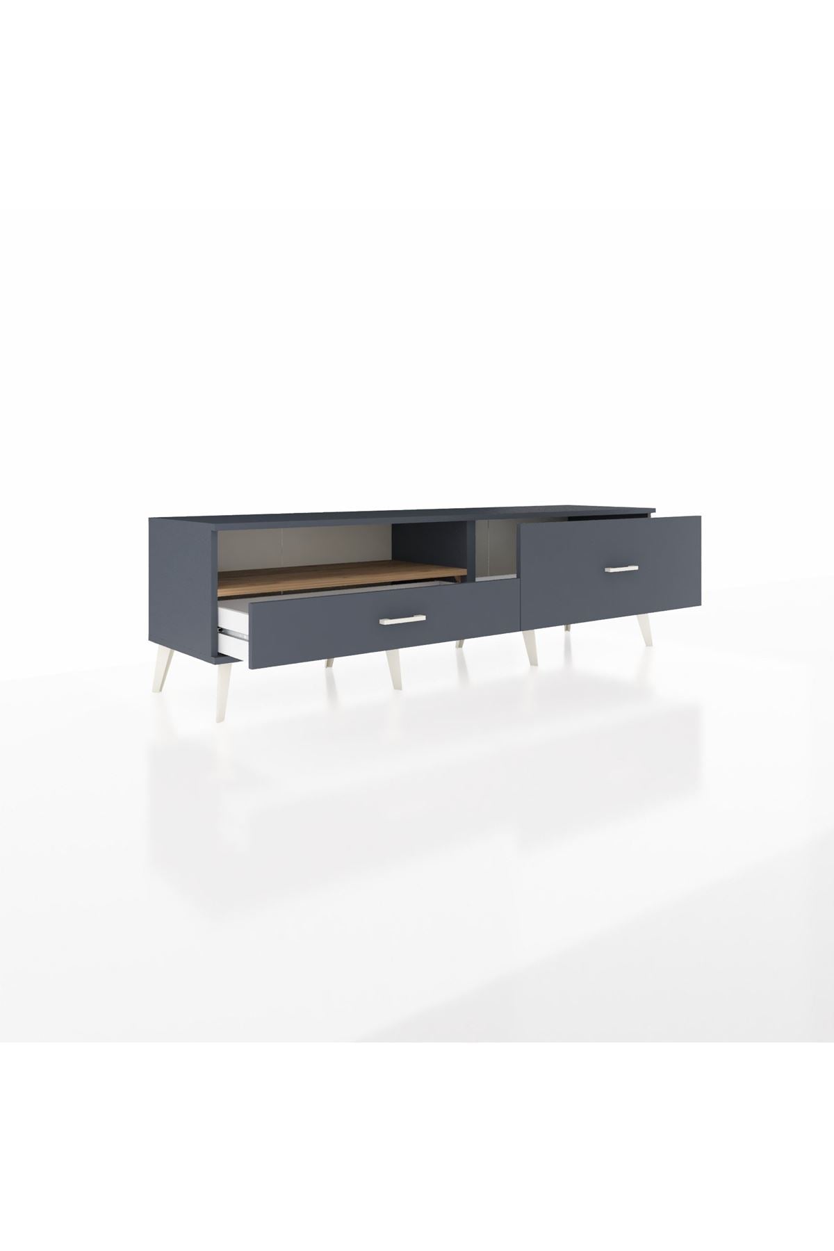 Hyperion TV Ünitesi Tek Raflı 2 Çekmeceli  176x44x51 Antrasit-Çam/Antrasit