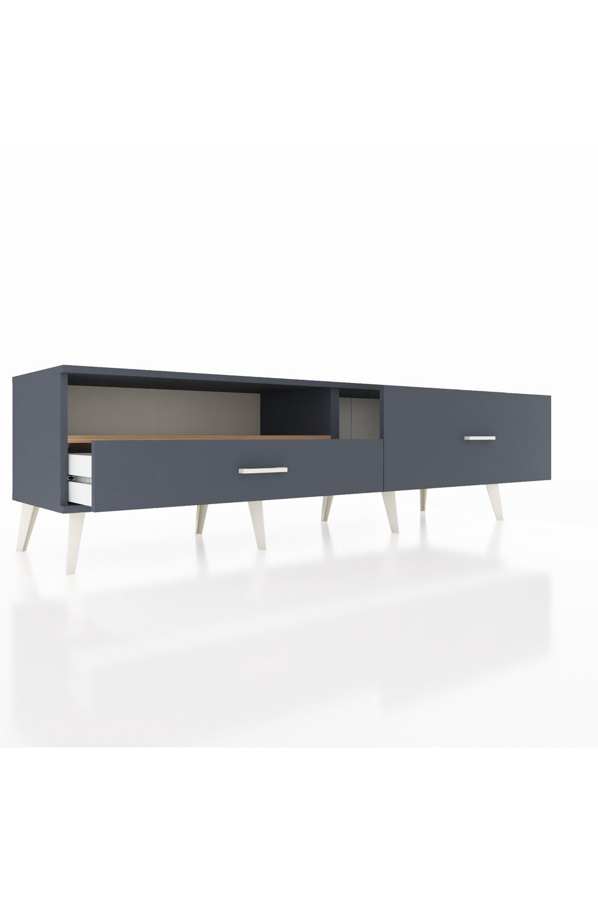 Hyperion TV Ünitesi Tek Raflı 2 Çekmeceli  176x44x51 Antrasit-Çam/Antrasit