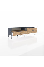 Hyperion TV Ünitesi Tek Raflı 2 Çekmeceli  176x44x51 Antrasit-Çam/Çam