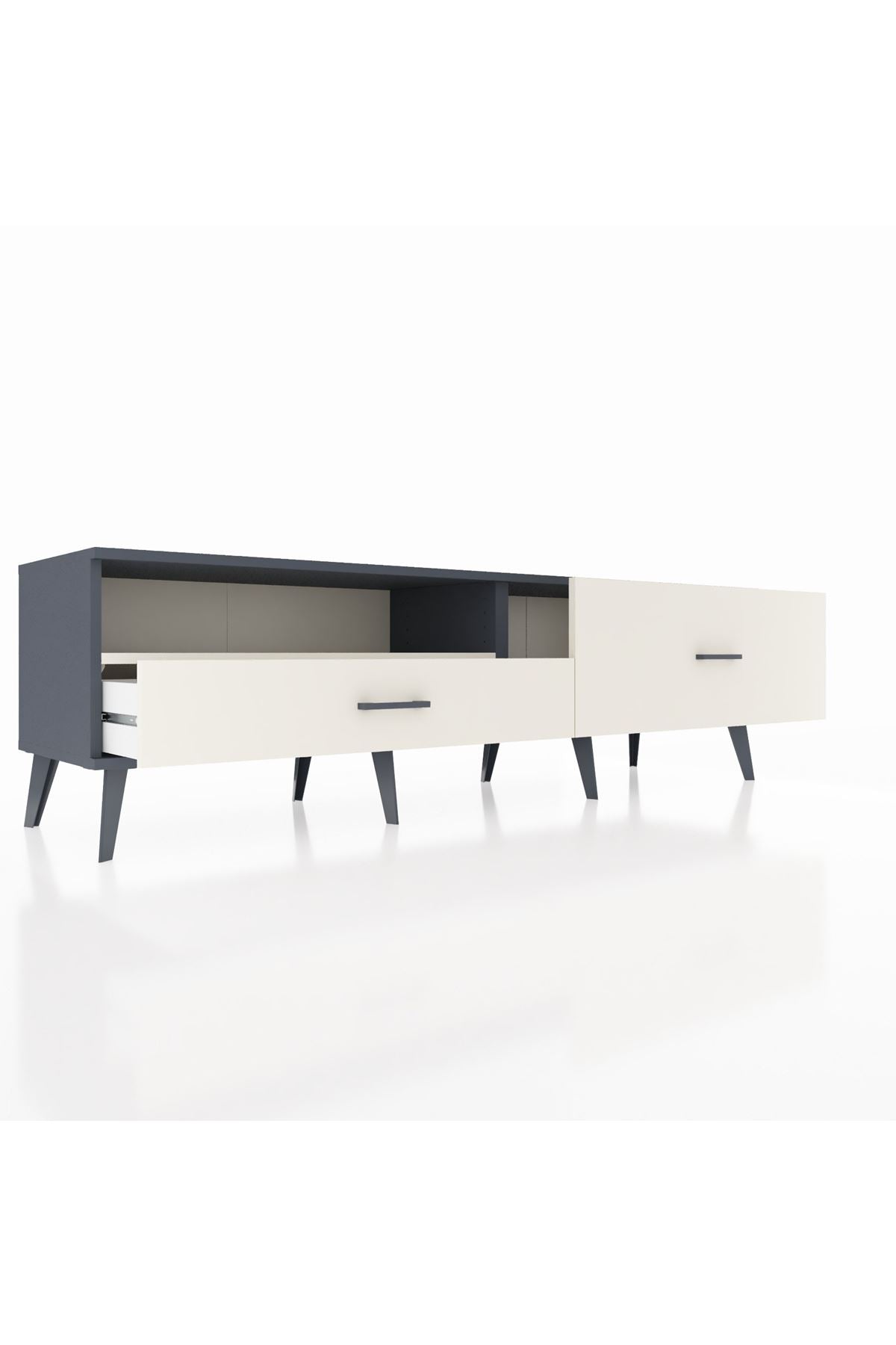 Hyperion TV Ünitesi Tek Raflı 2 Çekmeceli  176x44x51 Antrasit-Aytaşı/Aytaşı