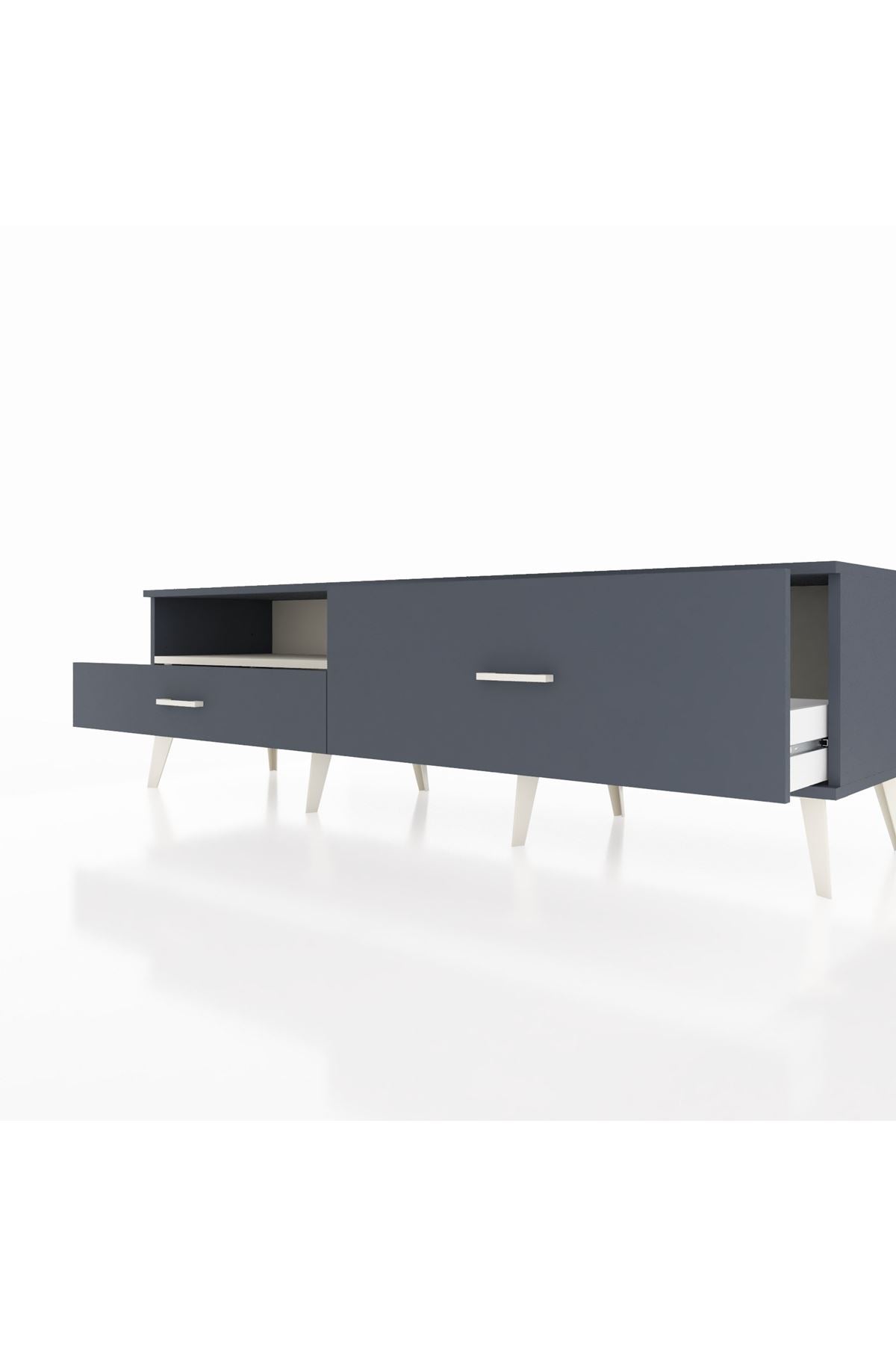 Hyperion TV Ünitesi Tek Raflı 2 Çekmeceli  176x44x51 Antrasit-Aytaşı/Antrasit