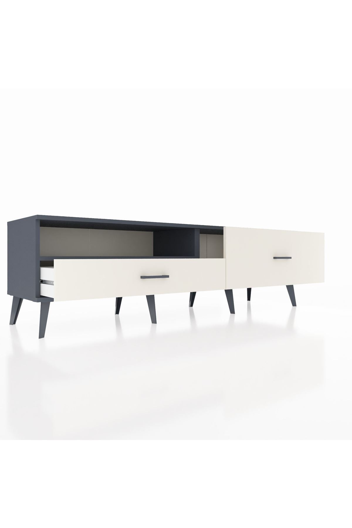 Hyperion TV Ünitesi Tek Raflı 2 Çekmeceli  176x44x51 Antrasit-Antrasit/Aytaşı