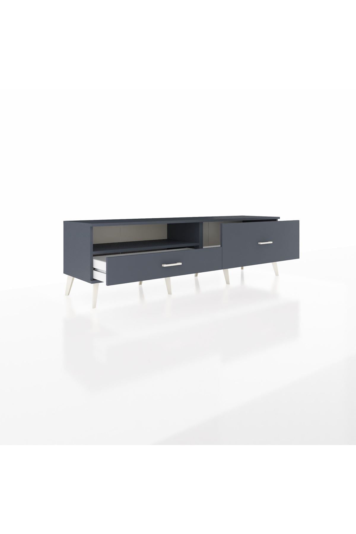 Hyperion TV Ünitesi Tek Raflı 2 Çekmeceli  176x44x51 Antrasit-Antrasit/Antrasit