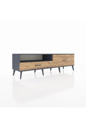 Hyperion TV Ünitesi Tek Raflı 2 Çekmeceli  176x44x51 Antrasit-Antrasit/Çam