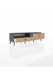 Hyperion TV Ünitesi Tek Raflı 2 Çekmeceli  176x44x51 Antrasit-Antrasit/Çam