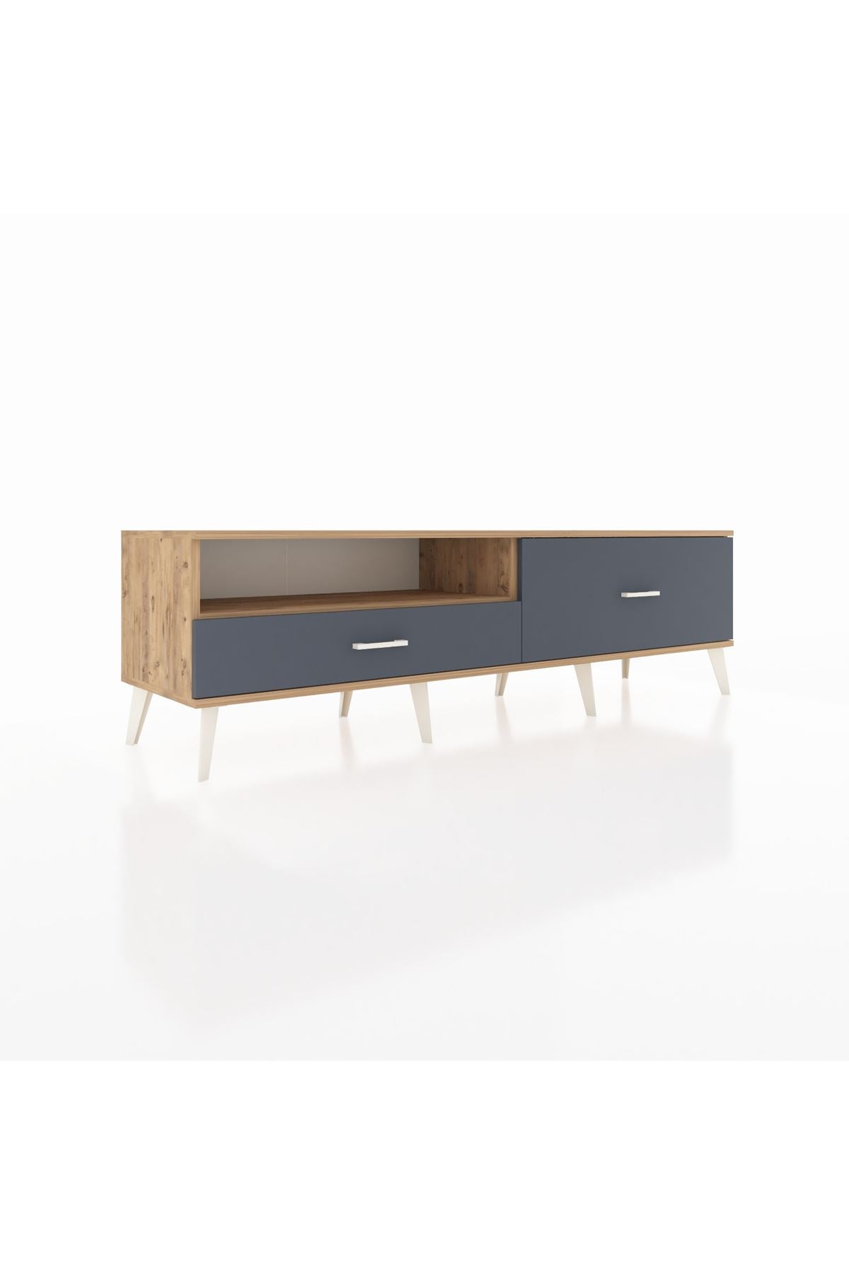 Hyperion TV Ünitesi Tek Raflı 2 Çekmeceli  176x44x51 Çam-Çam/Antrasit